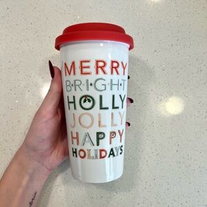 Christmas Holiday Festive ceramic travel coffee tea cup